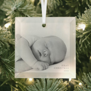 Ornement En Verre Bébé Premier Noël Photo Verre Souvenir Personnalis