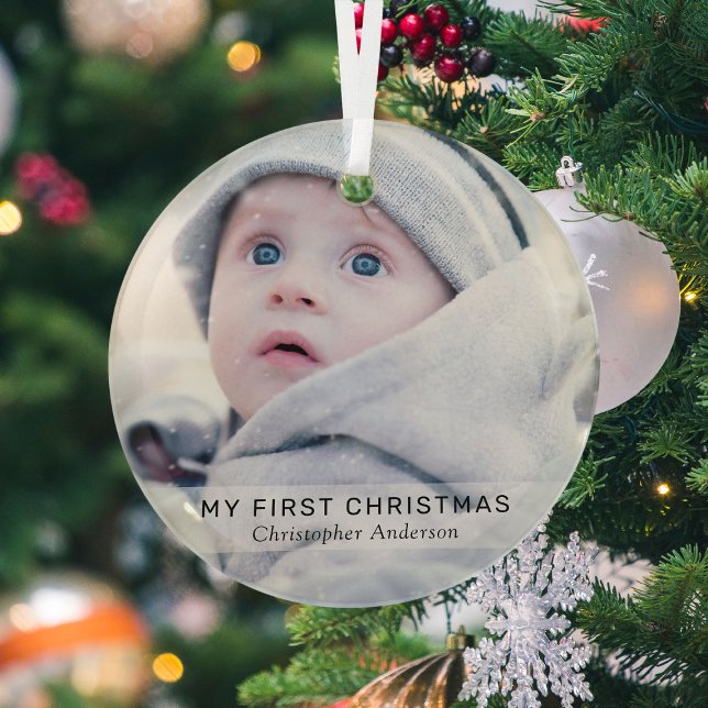 Ornement En Verre Bébé simple 'Mon premier Noël' (Créateur téléchargé)