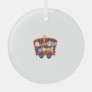 Ornement En Verre Belle aventure en bus animal pour enfants