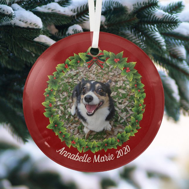 Ornement En Verre Belle Créer Votre Propre Animal Photo Chien Noël (Créateur téléchargé)