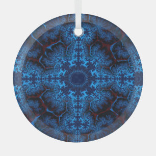 Ornement En Verre Belle Lacy Blue Fractal Abstrait Suncatcher