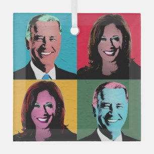 Ornement En Verre Biden Harris Pop Art Peinture
