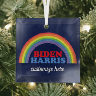 Ornement En Verre Biden Harris Rainbow Beau Noël politique