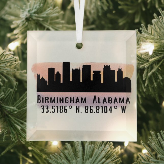 Ornement En Verre Birmingham AL City Skyline Glass Ornament (Insitu)