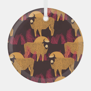 Ornement En Verre Bison Haute herbe : Motif de terrain.