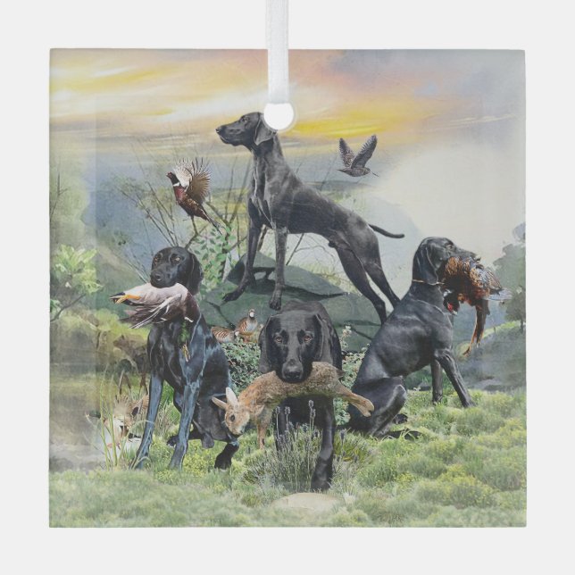 Ornement En Verre Black German Shorthaired Pointers (Recto)