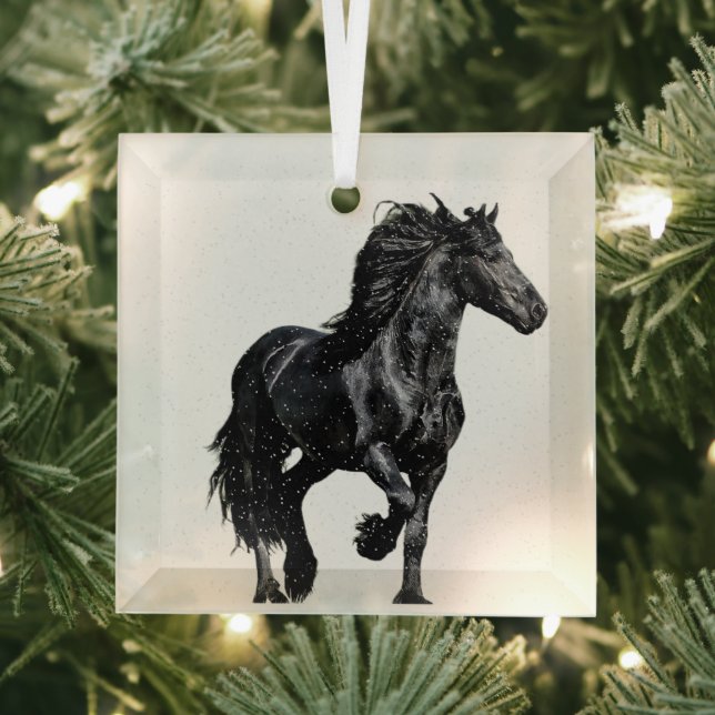 Ornement En Verre Black horse (Insitu)