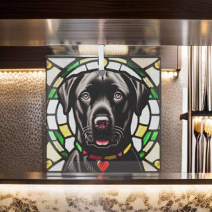 Ornement En Verre Black Labrador Retriever "Verre tendu"