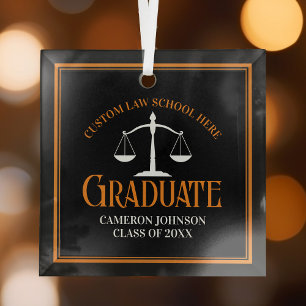 Ornement En Verre Black Orange Law School 2024 Graduation Christmas