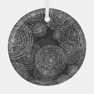 Ornement En Verre Blanc Noir : Formes Rondes Simples.