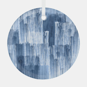Ornement En Verre Bleu Aquarelles : Motif géométrique