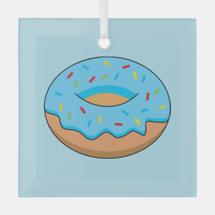 Ornement En Verre Bleu givré avec dessin à arroser
