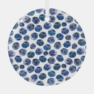 Ornement En Verre Bleuets : motif illustré d'aquarelle.