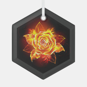 Ornement En Verre Blooming Fire Rose