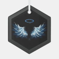 Blue Glowing Angel Wings on black background