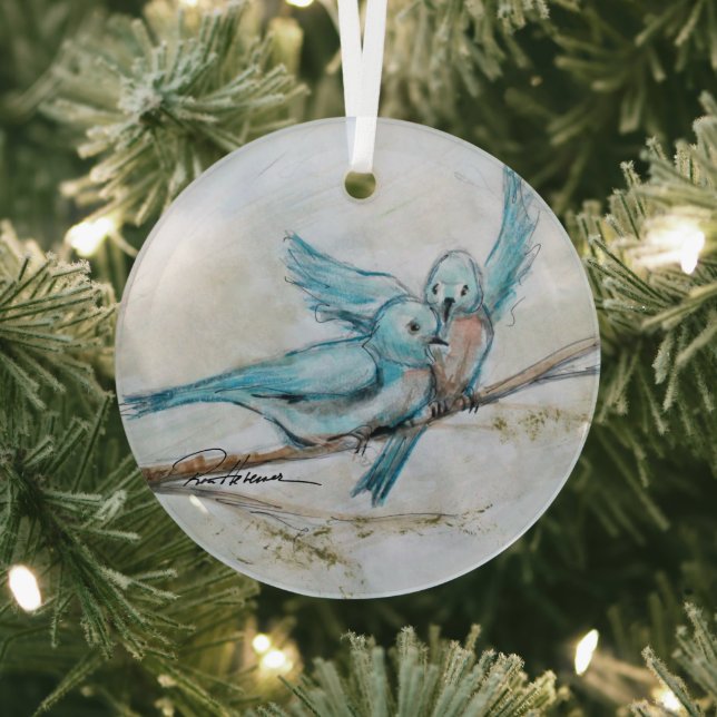 Ornement En Verre Bluebirds par Hevener (Insitu)