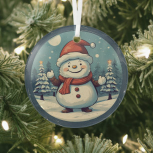 Ornement En Verre Bonhomme de neige vintage