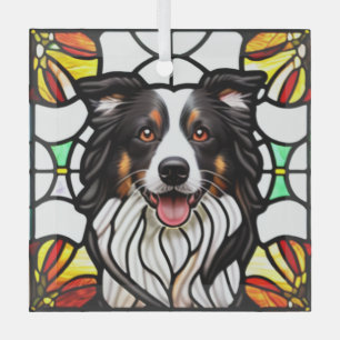 Ornement En Verre Bordure Collie Chien "Verre tendu"
