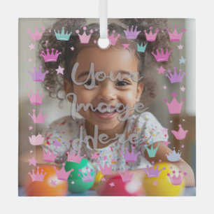 Ornement En Verre Bordure photo de la Couronne Pastel Pink Purple Pr