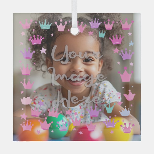 Ornement En Verre Bordure photo de la Couronne Pastel Pink Purple Pr (Recto)