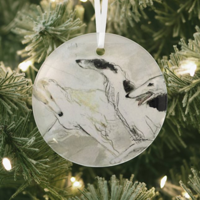 Ornement En Verre Borzoi par Hevener Glass Ornament (Insitu)