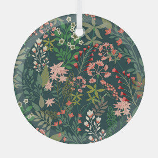 Ornement En Verre Botanique florale foncée sans Motif