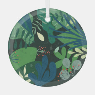 Ornement En Verre Botanique verte : Illustration Feuille tropicale