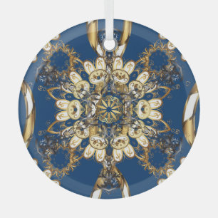 Ornement En Verre Boucles d'or, Motif Vintage oriental.