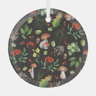 Ornement En Verre Bounty de la forêt : Aquarelle Motif de champignon