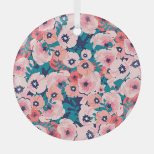 Ornement En Verre Bouquet floral aquarelle : pivoines Vintages.