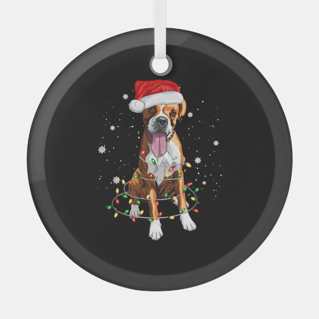 Ornement En Verre Boxe Chien Arbre Lumières Noël Jeu de Noël Pyjama  (Recto)