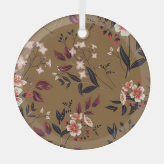 Ornement En Verre Branche de fleurs roses, composition abstraite.