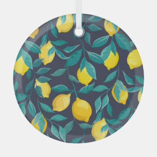 Ornement En Verre Branches de citron : Bleu Décoratif sans joint