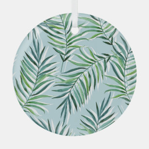 Ornement En Verre Branches De Palmier, Aquarelle Sans Fil À Main.