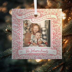 Ornement En Verre Branches généreuses Rouge et blanc Photo Noël