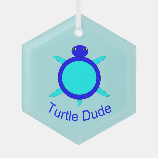 Ornement En Verre Bright Blue Turtle Dude (Recto)