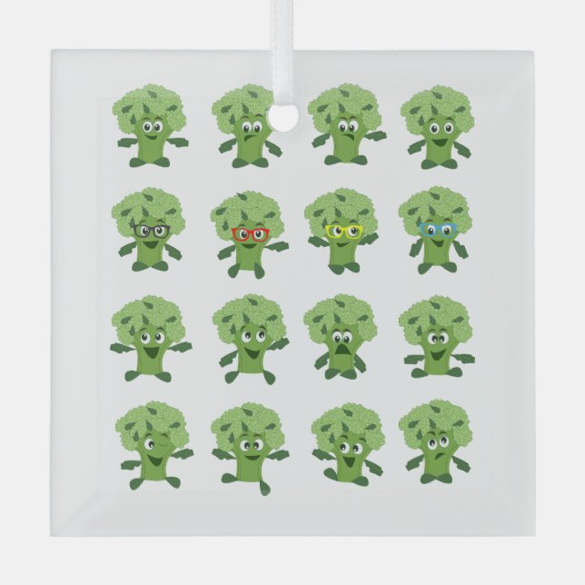 Ornement En Verre brocoli avec différentes émotions (Recto)