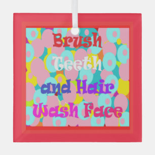 Ornement En Verre Brosse dents et cheveux laver votre visage belle
