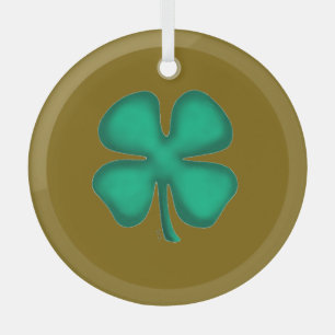 Ornement en verre brun Trèfle irlandais à 4 feuill