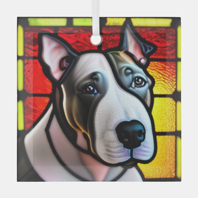 Ornement En Verre Bull Terrier "Verre Tiré" (Recto)