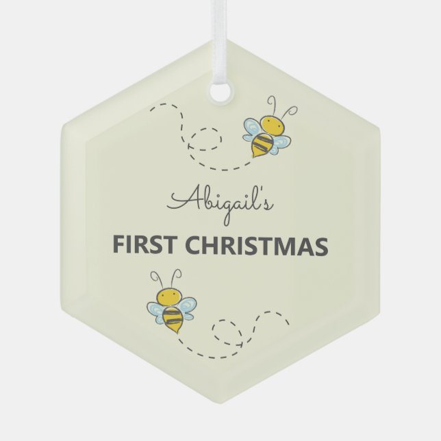 Ornement En Verre Bumble Bee Custom First Christmas (Recto)