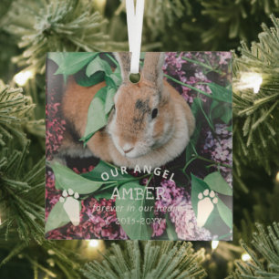 Ornement En Verre Bunny Empreintes de pattes Notre Ange Photo Rabbit