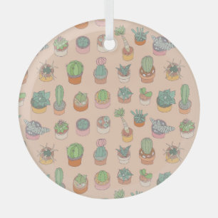 Ornement En Verre Cactus dans les pots, motif vintage.