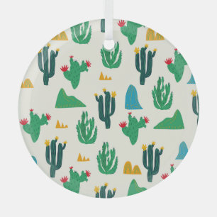 Ornement En Verre Cactus Naturel : Art Folk Sans Couleur.