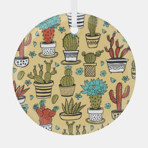Ornement En Verre Cactus Succulent : Esquisse tirée à la main