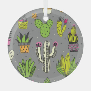 Ornement En Verre Cactus, succulents : vintage tropical arrière - pl