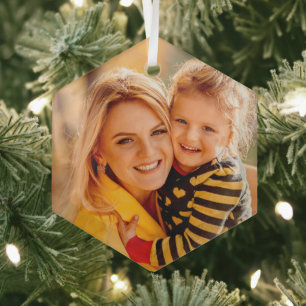 Ornement En Verre Cadeau de Noël photo personnalisé