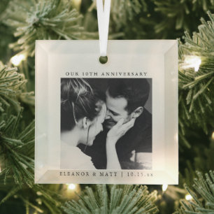 Ornement En Verre Cadeau de Noël pour couple en souvenir de l'annive