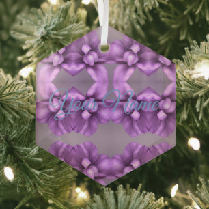 Ornement En Verre Cadeau de Nom Floral Violet - Fleur personnalisabl