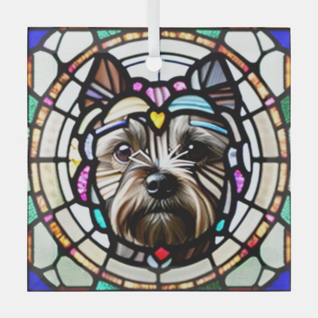 Ornement En Verre Cairn Terrier "Verre retenu" (Recto)